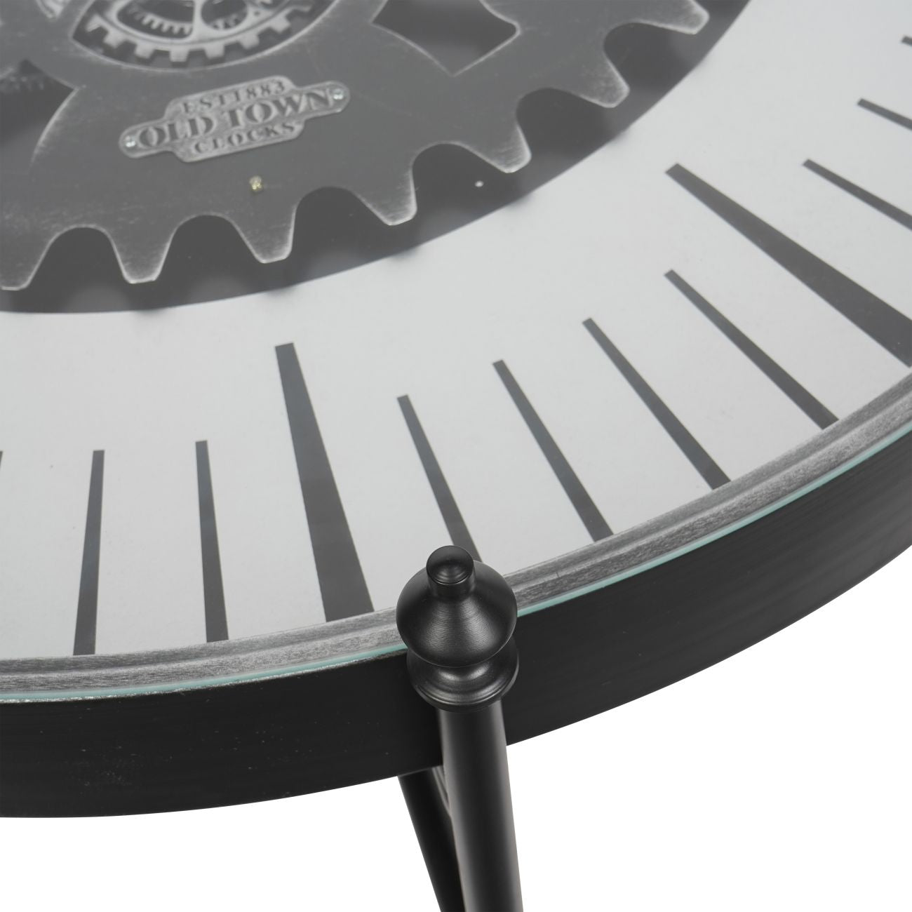 Palladium Black & Glass Moving Dials Clock Coffee Table